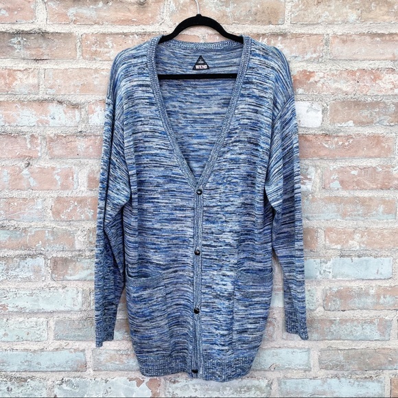 Cheap Monday Cardigan Dream Blue Marled Space Dyed Oversize Grandpa Sweater S - Picture 2 of 9
